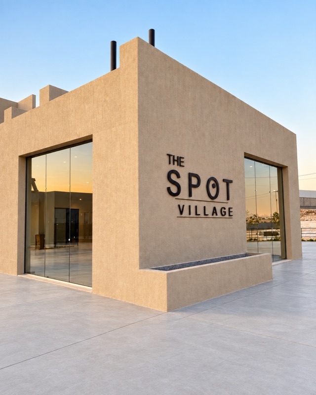 The Spot Village building with its wall sign